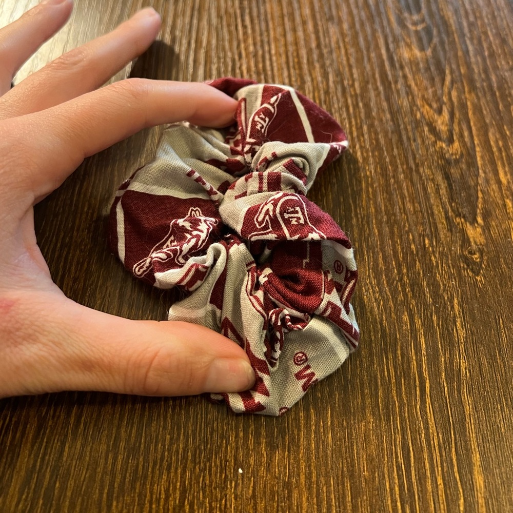 Texas A&M Maroon and Gray Patterned Hair Scrunchie